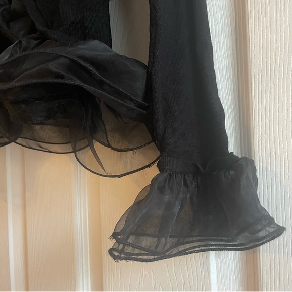 Christina Petite Medium Black Dressy Jacket Tulle Trim Collar - Picture 7 of 14